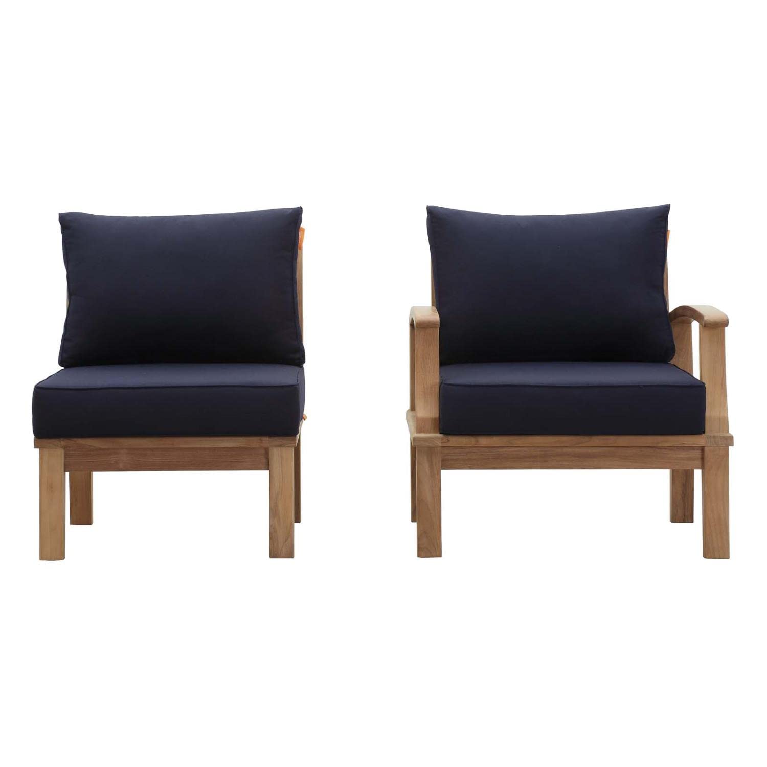 executive chairs | CasaFoyer Marina Teak Wood Outdoor Patio Furniture Sofa Sectional Set | Luxury, Durable, All-Weather Cushions | Modern Design | Includes Armchair & Middle Sofa | casafoyer.myshopify.com
