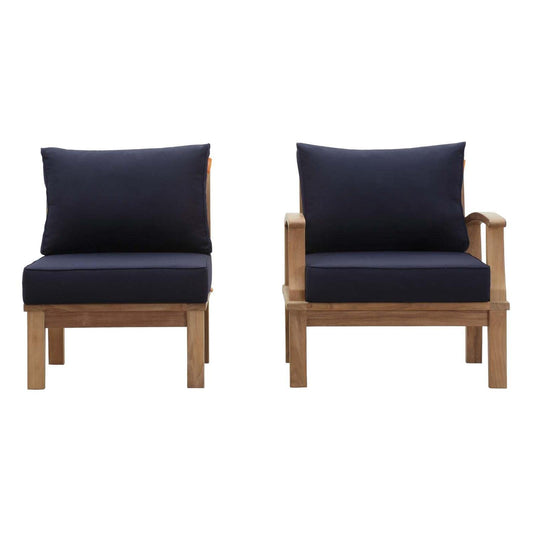 executive chairs | CasaFoyer Marina Teak Wood Outdoor Patio Furniture Sofa Sectional Set | Luxury, Durable, All-Weather Cushions | Modern Design | Includes Armchair & Middle Sofa | casafoyer.myshopify.com