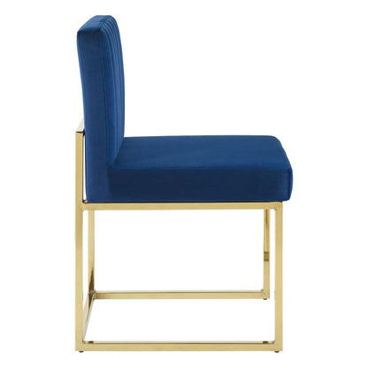 home office desk chairs | CasaFoyer Carriage Channel Tufted Performance Velvet Dining Chair | Gold Sled Base | Set of 2 | Stain-Resistant | Art Deco Inspired | 331 lbs Weight Capacity | casafoyer.myshopify.com