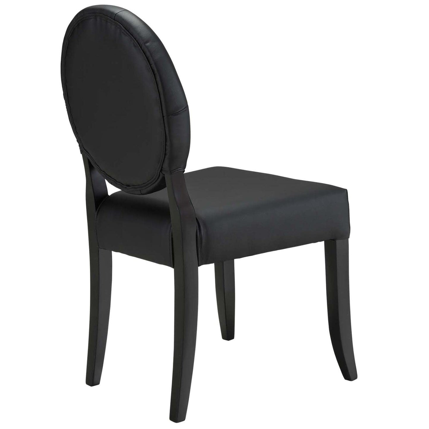 home office desk chairs | CasaFoyer Button Chair Set of 4 | Vinyl Installation for Light & Joy | Padded Black Seating & Legs | Comfortable & Stylish | casafoyer.myshopify.com