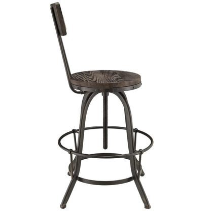 barstools | CasaFoyer Procure Wood Bar Stools | Metal Frame | Pine Wood Seat & Back | Rustic Charm | Footrest | Set of 2 | casafoyer.myshopify.com