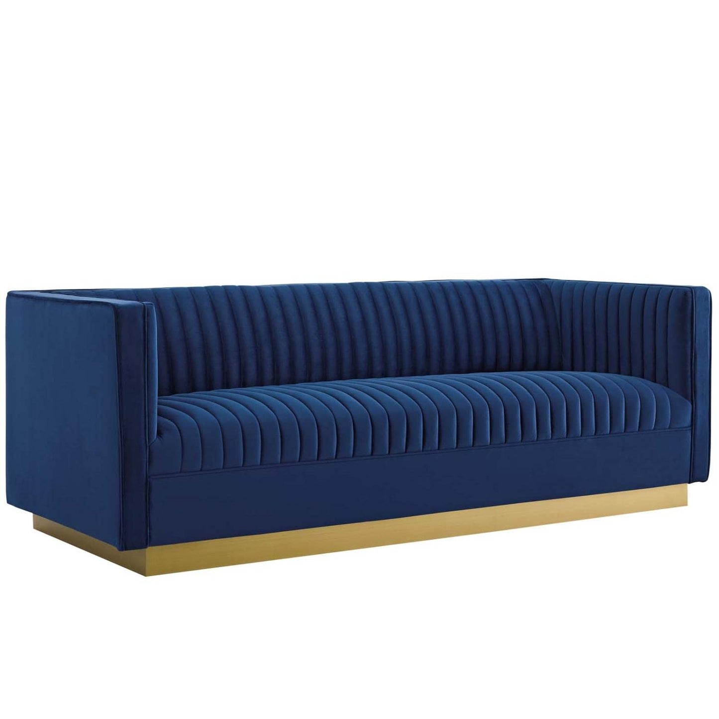 kitchen and dining room sets | CasaFoyer Sanguine Performance Velvet 2 Piece Set | Retro Modern Design | Stain-Resistant Upholstery | Ultimate Comfort & Support | Gold Base | Navy | casafoyer.myshopify.com