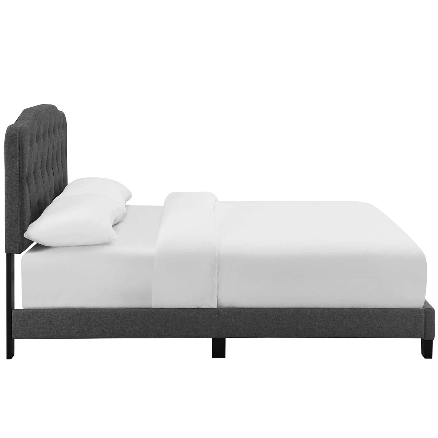 Bed | CasaFoyer Amelia King Bed | Luxurious Upholstered Fabric | Button-Tufted Headboard | Solid Wood Construction | Non-Marking Legs | Supports Various Mattress Types | Elegant and Sturdy | Gray | casafoyer.myshopify.com