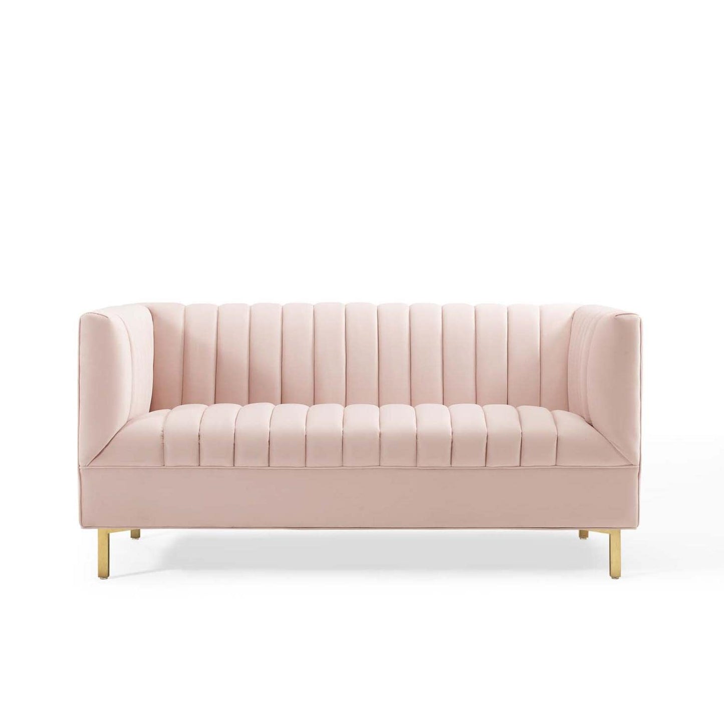 sofas | CasaFoyer Shift Channel Tufted Performance Velvet Loveseat | Elegant Two-Seater Couch for Living Room, Lounge, or Office | Stain-Resistant Upholstery | Gold Legs | Assembly Required | 600 lbs Weight Capacity | casafoyer.myshopify.com