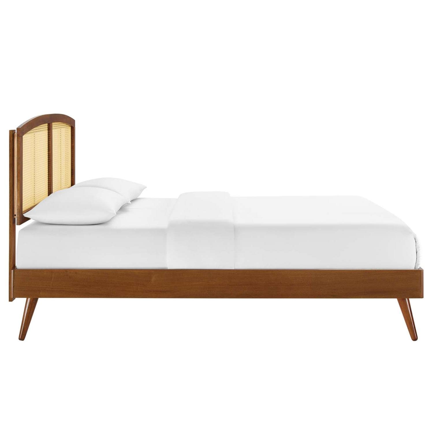Bed | CasaFoyer Sierra Woven Cane Rattan Wood Queen Platform Bed | Serene Island Vibes | Mid-Century Modern Design | Sturdy Construction | No Box Spring Needed | casafoyer.myshopify.com