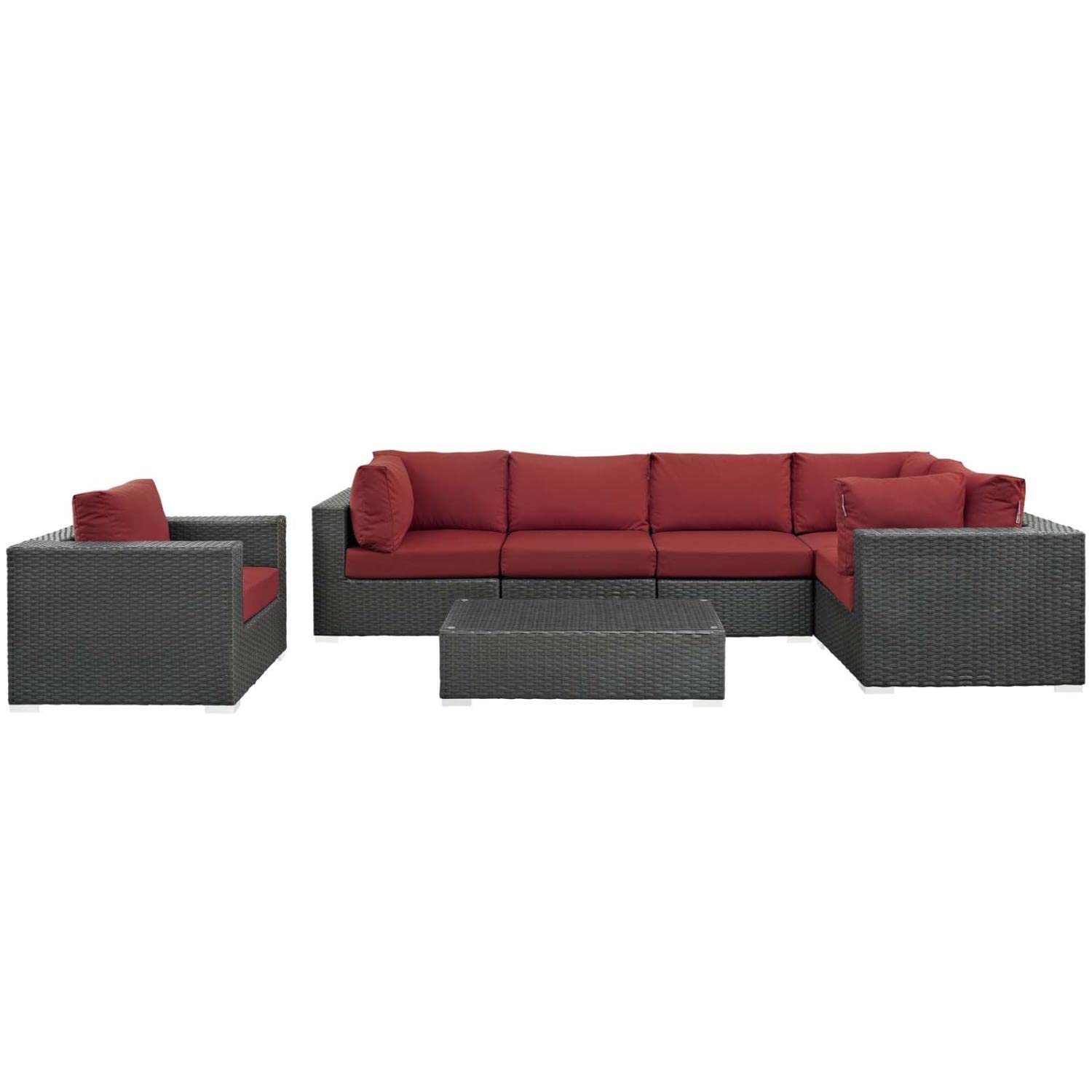 kitchen and dining room sets | CasaFoyer Sojourn Outdoor Patio Furniture Set | Sunbrella Cushions | Synthetic Rattan | UV Protection | Aluminum Frame | Includes Armchair, Coffee Table, Corners, Armless Chairs | casafoyer.myshopify.com