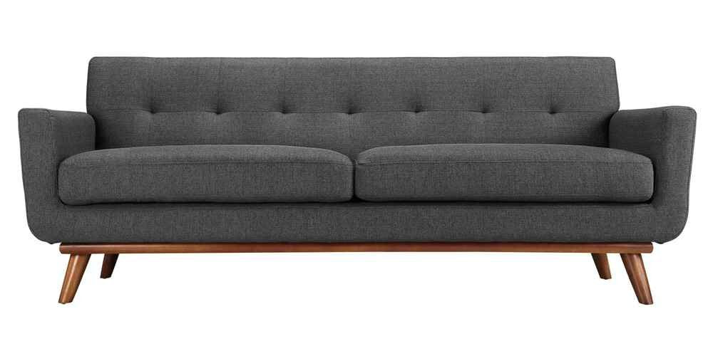 sofas | Engage Sofa | Relaxing & Spacious | Elegant Design | Cherry Wood Legs | Gray Upholstered Fabric | Perfect Addition to Any Room | casafoyer.myshopify.com