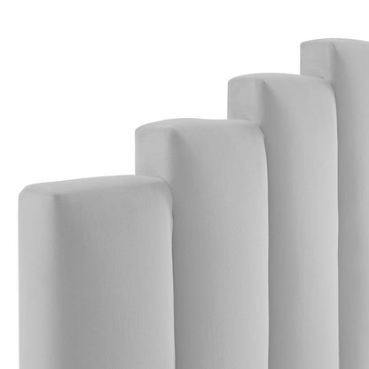 headboards | CasaFoyer Noelle Performance Velvet King/California King Headboard | Opulent Art Deco Design | Stain-Resistant Fabric | Adjustable Height | Light Gray | casafoyer.myshopify.com