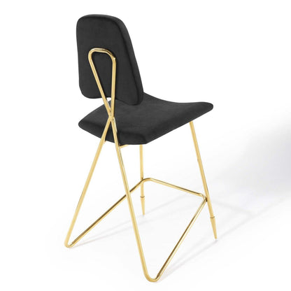 barstools | CasaFoyer Ponder Upholstered Performance Velvet Dining Room Bar Stool | Comfortable | Stain-Resistant | Gold Stainless Steel Base | Modern Decor Enhancement | casafoyer.myshopify.com