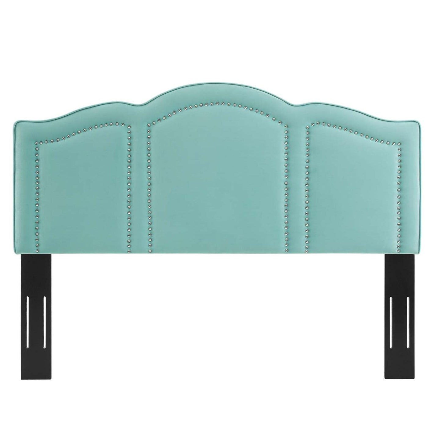 headboards | CasaFoyer Cecilia Performance Velvet King/California King Headboard | Luxurious Glam Deco Style | Nailhead Trim & Arched Window Designs | Stain-Resistant Upholstery | Comfortable Foam Padding | Height-Adjustable | Assembly Required | casafoyer.myshopify.com