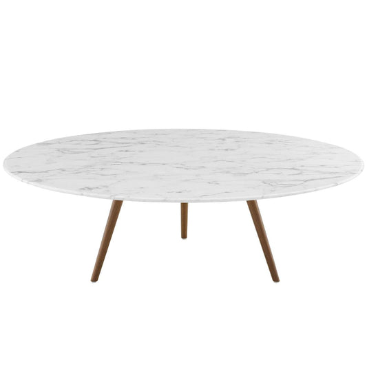 coffee tables | Ergode Lippa 47 Round Walnut Veneer Coffee Table | Timeless Design | Scratch-Resistant Finish | Tripod Base | Ideal for Living Room or Home Office | casafoyer.myshopify.com