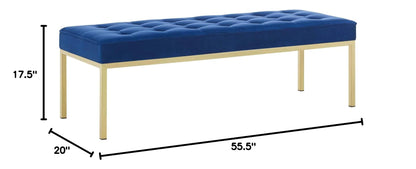 home office desk chairs | CasaFoyer Loft Button Tufted Performance Velvet Accent Bench | Gold Navy | Stainless Steel Frame | 300 lbs Weight Capacity | casafoyer.myshopify.com
