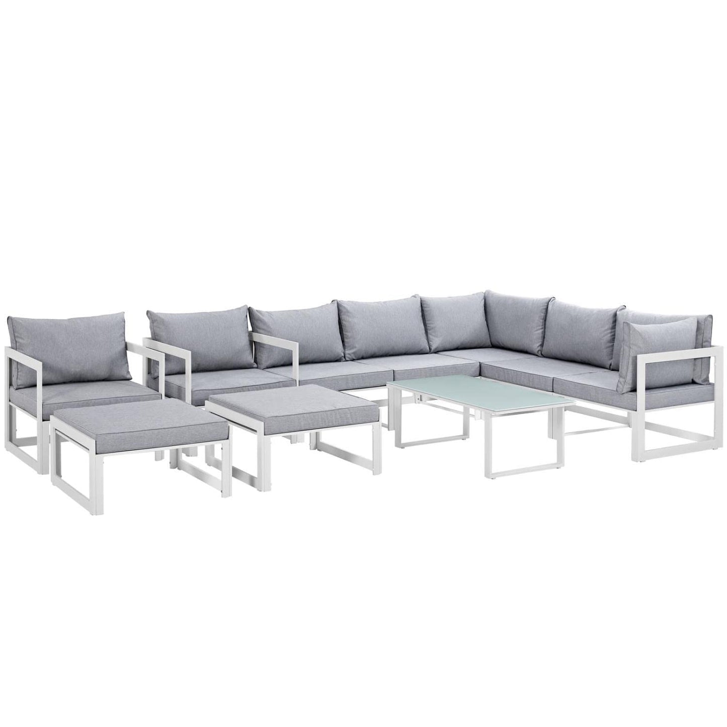 Patio Furniture Sets | Fortuna Outdoor Patio Collection | 9-Piece Sectional Sofa Set | Durable Aluminum Frame | All-Weather Cushions | Ideal for Contemporary Outdoor Spaces | casafoyer.myshopify.com