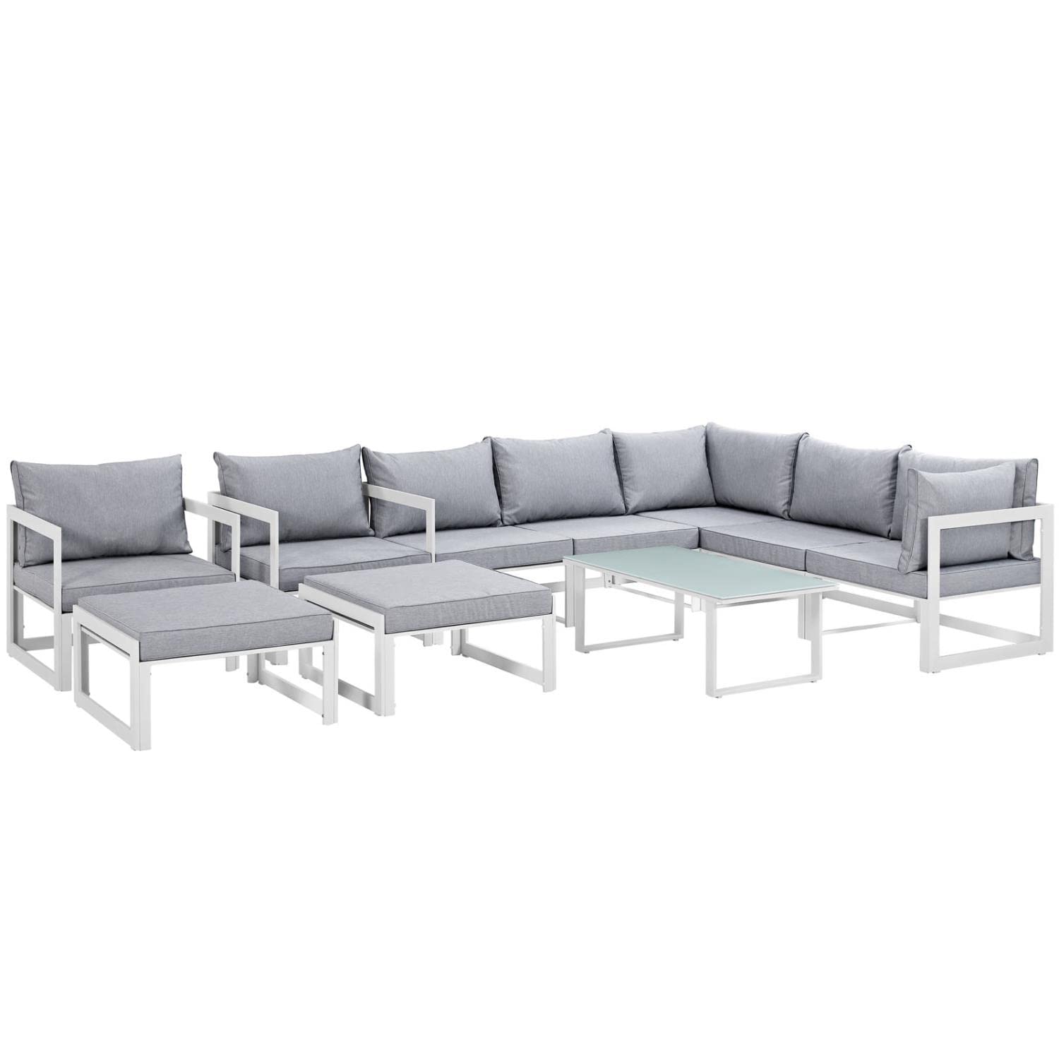 Patio Furniture Sets | Fortuna Outdoor Patio Collection | 9-Piece Sectional Sofa Set | Durable Aluminum Frame | All-Weather Cushions | Ideal for Contemporary Outdoor Spaces | casafoyer.myshopify.com