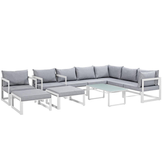 Patio Furniture Sets | Fortuna Outdoor Patio Collection | 9-Piece Sectional Sofa Set | Durable Aluminum Frame | All-Weather Cushions | Ideal for Contemporary Outdoor Spaces | casafoyer.myshopify.com