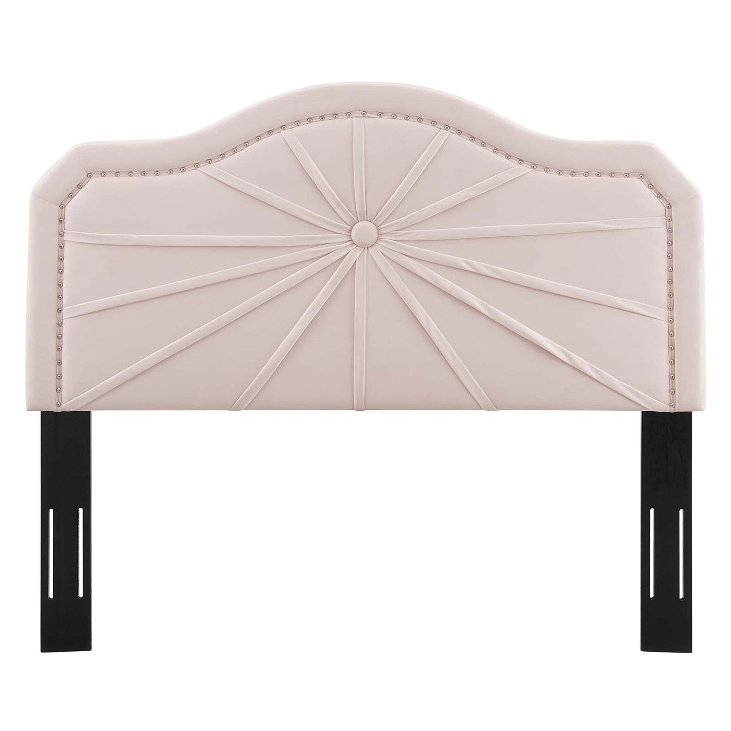 headboards | CasaFoyer Kristin Performance Velvet King/California King Headboard | Vintage Modern Glamour | Nailhead Trim | Pleated Design | Pink | casafoyer.myshopify.com