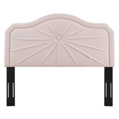 headboards | CasaFoyer Kristin Performance Velvet King/California King Headboard | Vintage Modern Glamour | Nailhead Trim | Pleated Design | Pink | casafoyer.myshopify.com