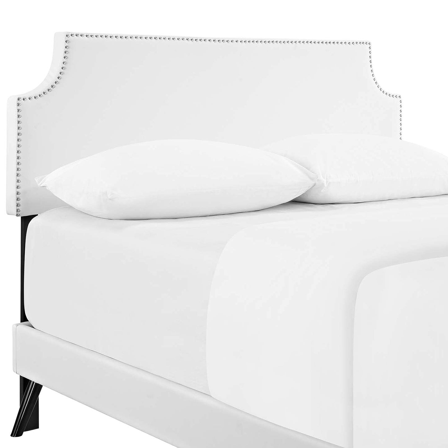 adjustable bed bases | CasaFoyer Corene Queen Vinyl Platform Bed - White | Solid Wood Frame | Sleek Upholstery | Tapered Legs | No Box Spring Needed | Compatible with Memory Foam Mattresses | Ideal for Modern Bedrooms | casafoyer.myshopify.com