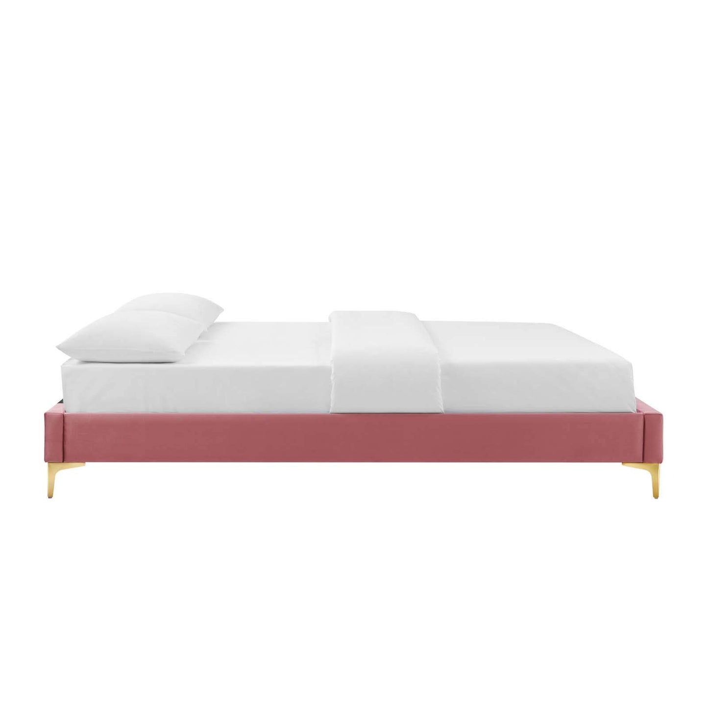 bed frames | CasaFoyer Sutton Performance Velvet King Bed Frame | Stain-Resistant | Durable | Elegant | Supports Various Mattress Types | Gold Metal Legs | Easy Assembly | Dusty Rose | casafoyer.myshopify.com