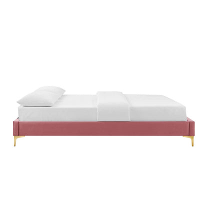bed frames | CasaFoyer Sutton Performance Velvet King Bed Frame | Stain-Resistant | Durable | Elegant | Supports Various Mattress Types | Gold Metal Legs | Easy Assembly | Dusty Rose | casafoyer.myshopify.com