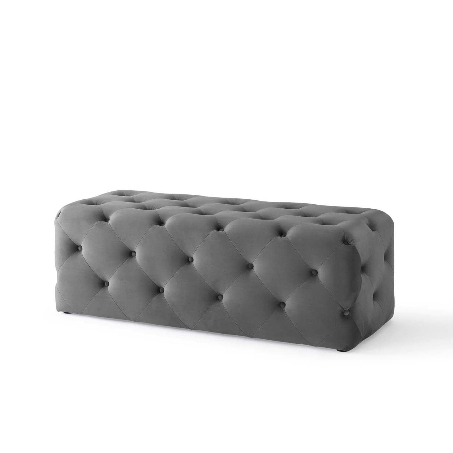 ottomans | CasaFoyer Amour 48 Tufted Button Entryway Bench | Stain-Resistant Velvet | Comfortable Seating | Supports 500 lbs | Gray | casafoyer.myshopify.com