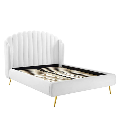 adjustable bed bases | CasaFoyer Lana Performance Velvet Queen Platform Bed | Wingback Tufted Design | Stain-Resistant Velvet Upholstery | Gold Metal Legs | Wood Slat Support System. Upgrade your bedroom with style and comfort. | casafoyer.myshopify.com