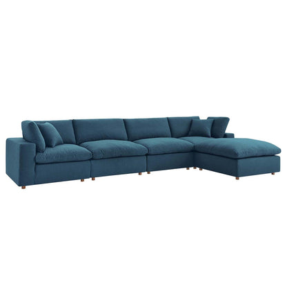 kitchen and dining room sets | CasaFoyer Commix Plush Comfort Sectional Sofa Set - Azure | Solid Wood Construction | Soft Polyester & Linen Upholstery | Down Filled Cushions | 5 Piece Set | casafoyer.myshopify.com