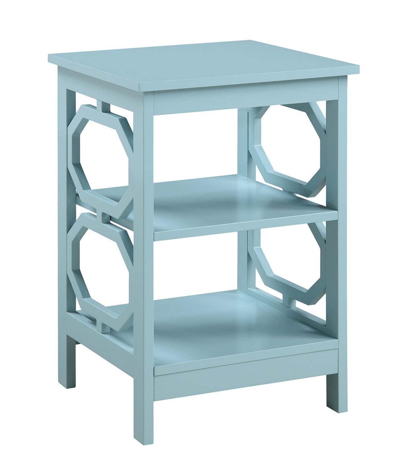 TABLE | Omega End Table with Shelves | Captivating Design | Sleek Lines | Octagon Cut Outs | Convenient Storage | Durable & Elegant | Omega Collection | casafoyer.myshopify.com