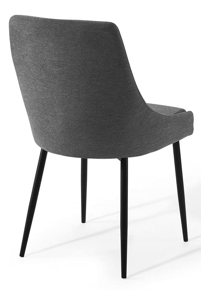 home office desk chairs | CasaFoyer Viscount Fabric Upholstered Dining Chair | Elegant Design | Soft Polyester Upholstery | Stable Matte Black Legs | Set of 2 | casafoyer.myshopify.com