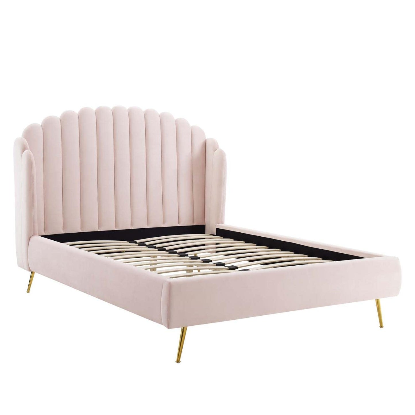 adjustable bed bases | CasaFoyer Lana Performance Velvet Queen Platform Bed | Wingback Tufted Design | Stain-Resistant Velvet Upholstery | Gold Metal Legs | Wood Slat Support System | Ideal for Memory Foam, Innerspring, Latex, and Hybrid Mattresses | casafoyer.myshopify.com