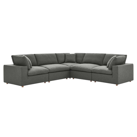 kitchen and dining room sets | CasaFoyer Commix Plush Comfort Sectional Sofa Set | Gray | 5 Piece | Down Filled Overstuffed | Polyester & Linen Upholstery | Solid Wood Construction | casafoyer.myshopify.com