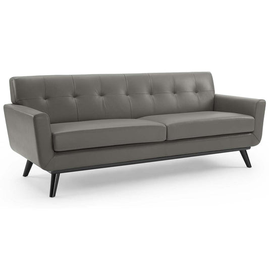 sofas | CasaFoyer Engage Mid-Century Modern Tufted Top-Grain Leather Sofa | Plush & Stylish Lounge Furniture | Gray | Living Room, Lounge, or Office | casafoyer.myshopify.com