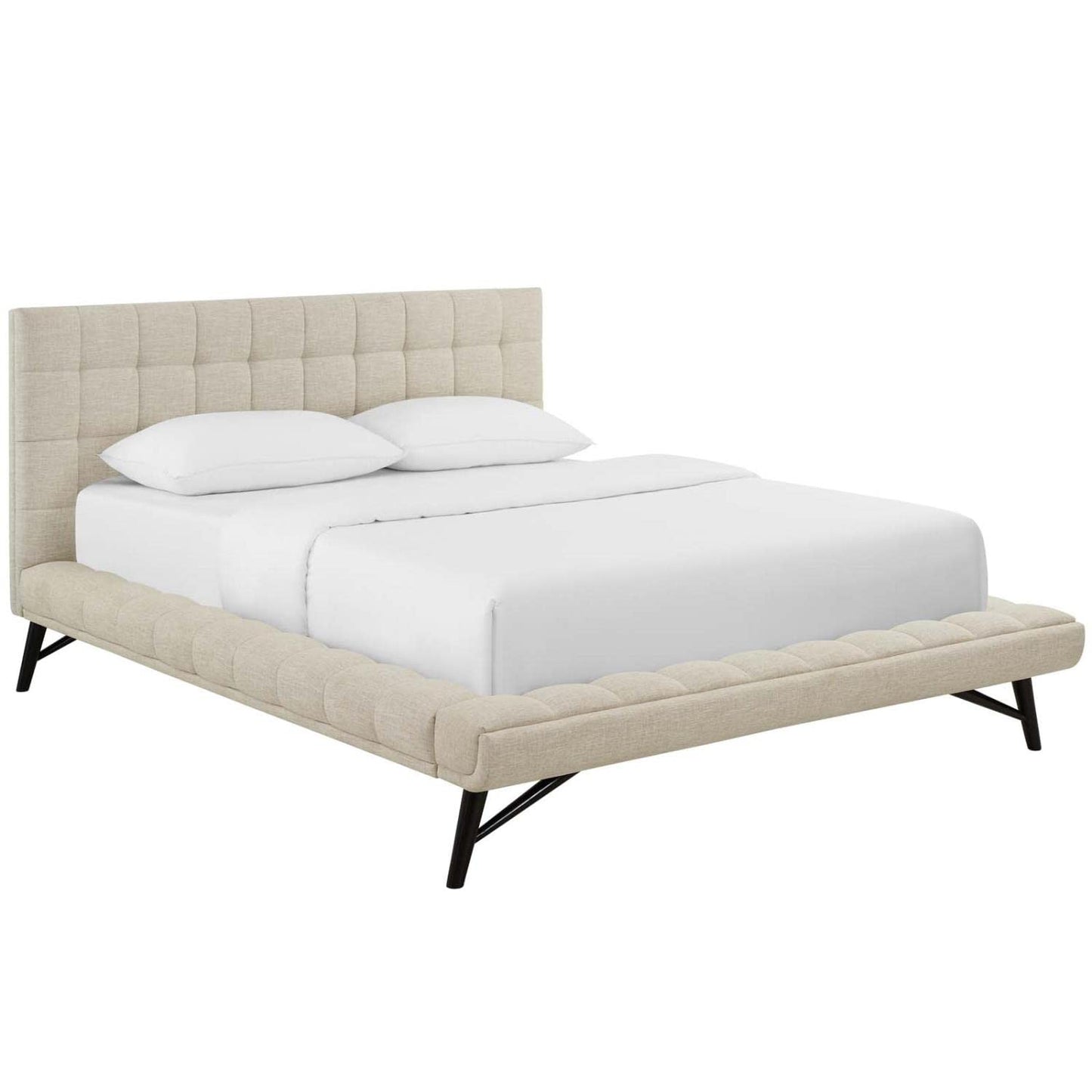 adjustable bed bases | CasaFoyer Julia Queen Platform Bed | Sturdy Plywood Frame | Biscuit Tufted Upholstery | Low-Profile Design | Wood Slat Support System | 800 lbs Capacity | casafoyer.myshopify.com