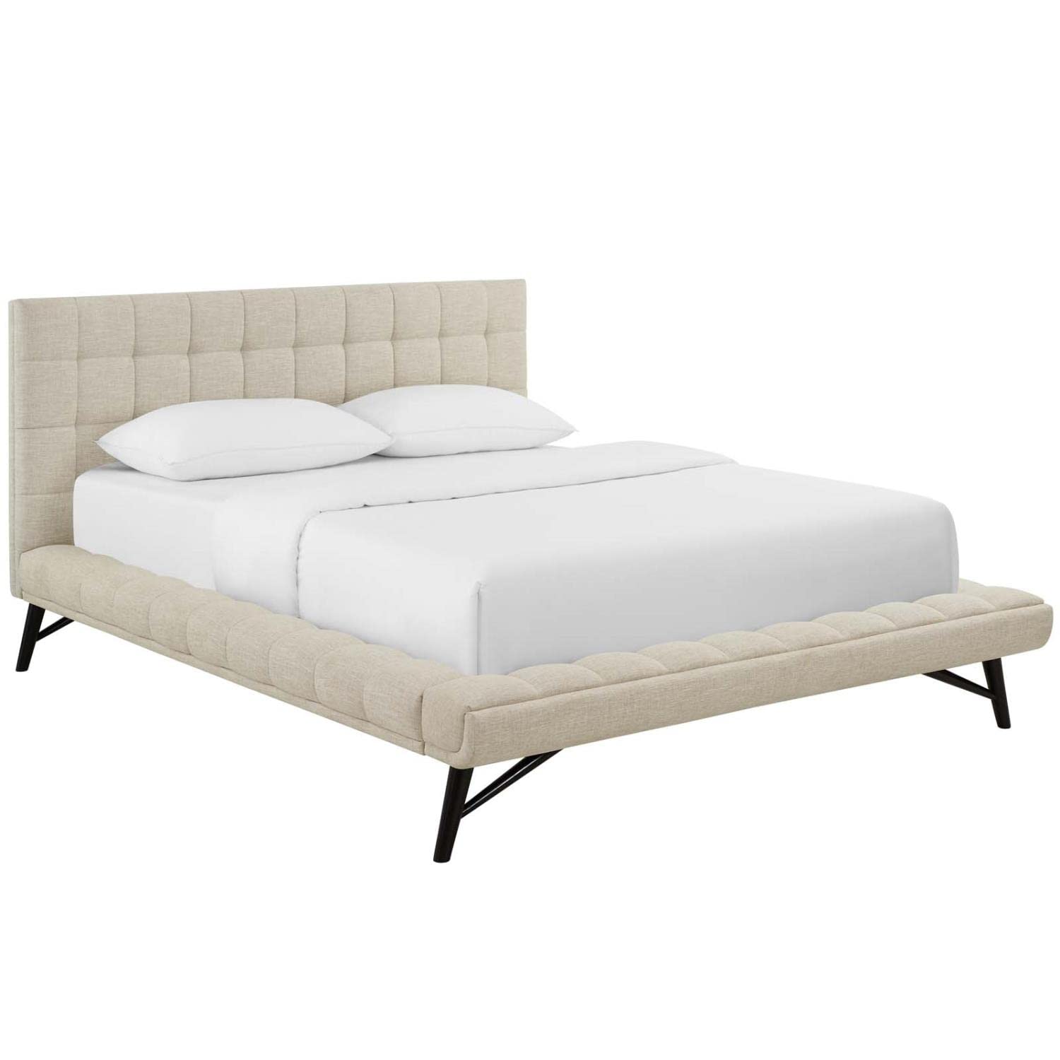 adjustable bed bases | CasaFoyer Julia Queen Platform Bed | Sturdy Plywood Frame | Biscuit Tufted Upholstery | Low-Profile Design | Wood Slat Support System | 800 lbs Capacity | casafoyer.myshopify.com
