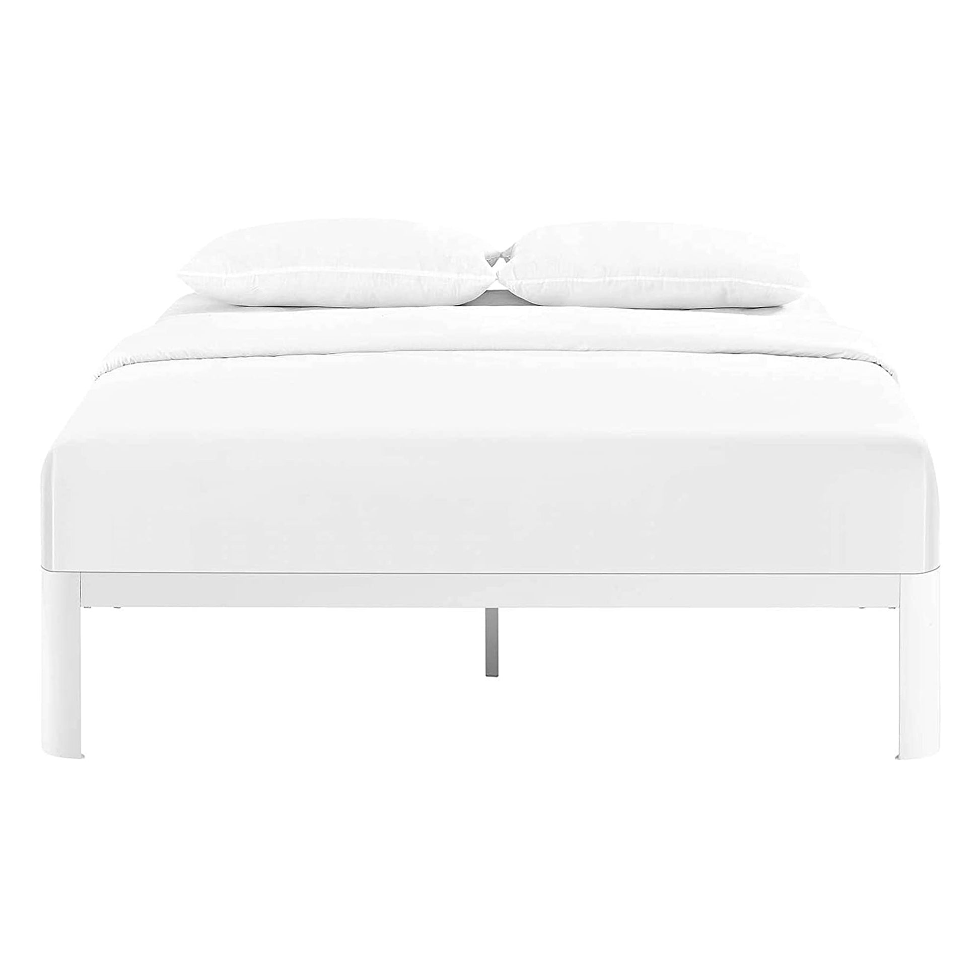 bed frames | CasaFoyer Corinne Queen Bed Frame | Sleek Design | Robust Steel Frame | Slatted Wood Support System | Fits Memory Foam, Spring, Latex, Hybrid Mattresses | Non-Marking Foot Pads | 1300 lbs Weight Capacity | White (Mattress Not Included) | casafoyer.myshopify.com