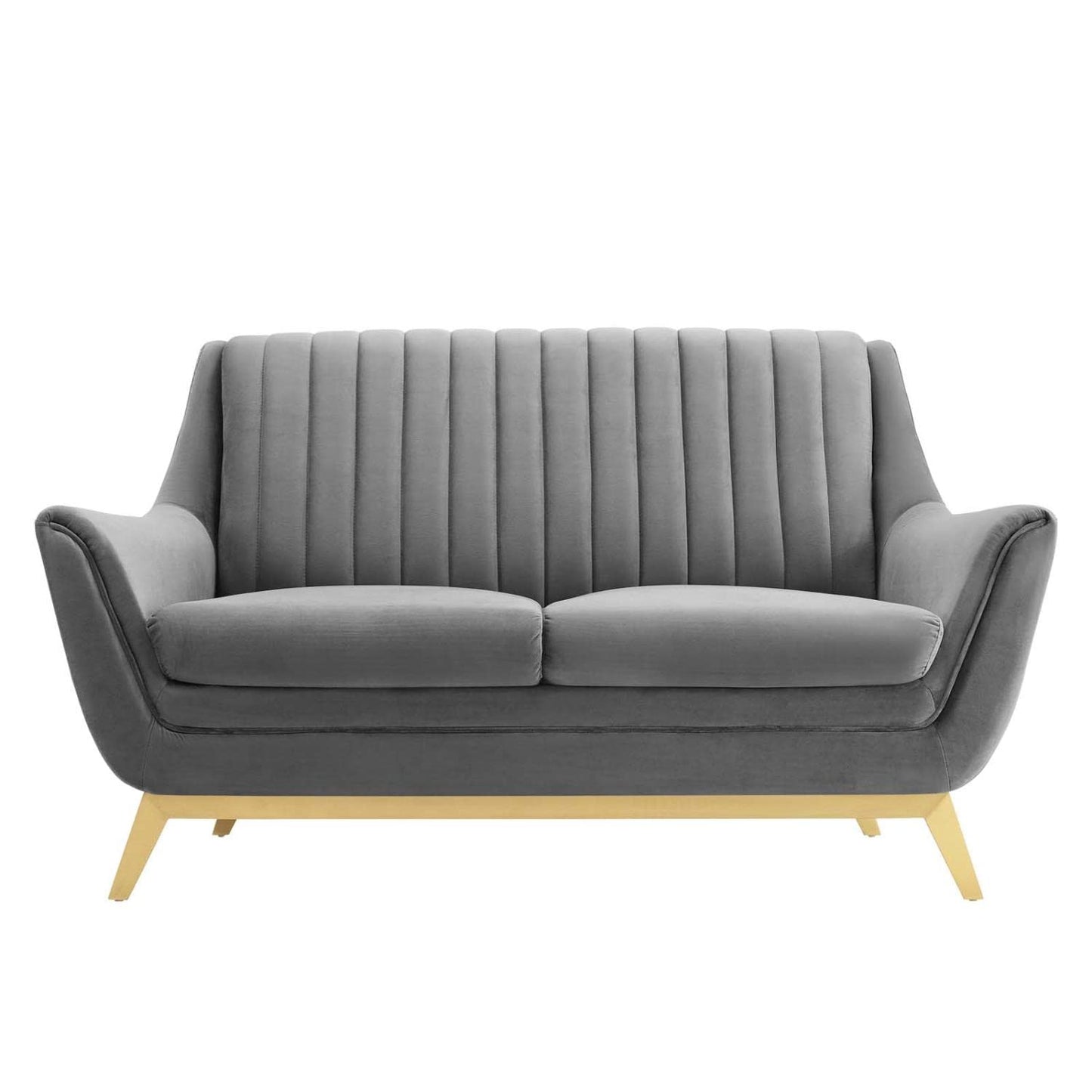 sofas | CasaFoyer Winsome Channel Tufted Performance Velvet Loveseat | Elegant Vintage Design | Stain-Resistant | Comfortable Foam Padding | Gold Accents | 600 lbs Capacity | casafoyer.myshopify.com