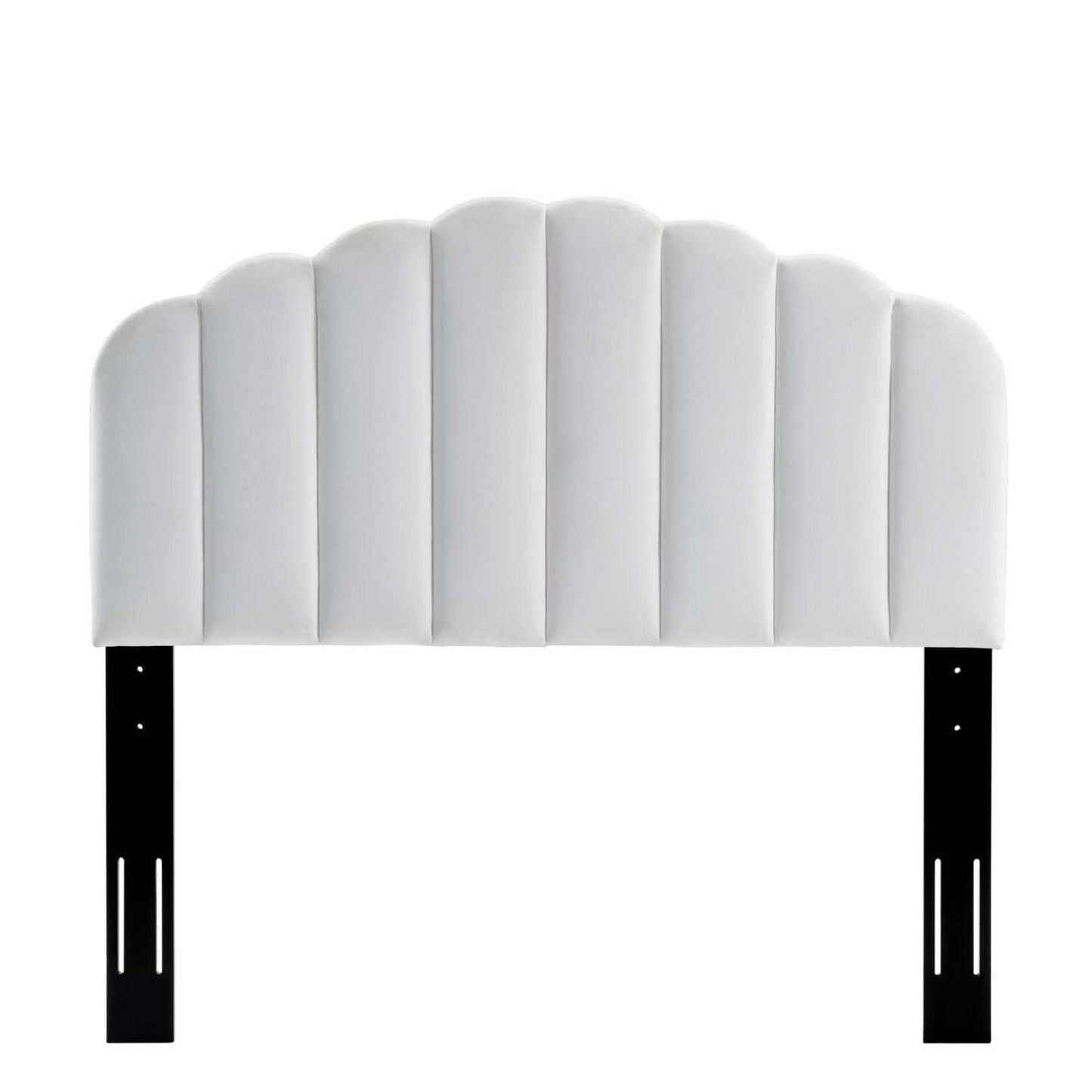 Bed | CasaFoyer Veronique Channel Tufted Scalloped Performance Velvet King/California King Headboard | Vintage Glamour | Stain-Resistant Upholstery | Adjustable Height | Elegant Design | casafoyer.myshopify.com