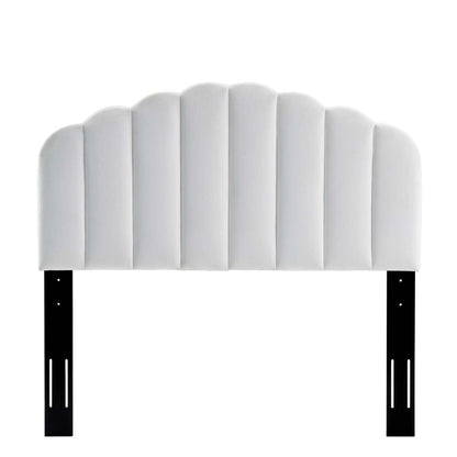 Bed | CasaFoyer Veronique Channel Tufted Scalloped Performance Velvet King/California King Headboard | Vintage Glamour | Stain-Resistant Upholstery | Adjustable Height | Elegant Design | casafoyer.myshopify.com