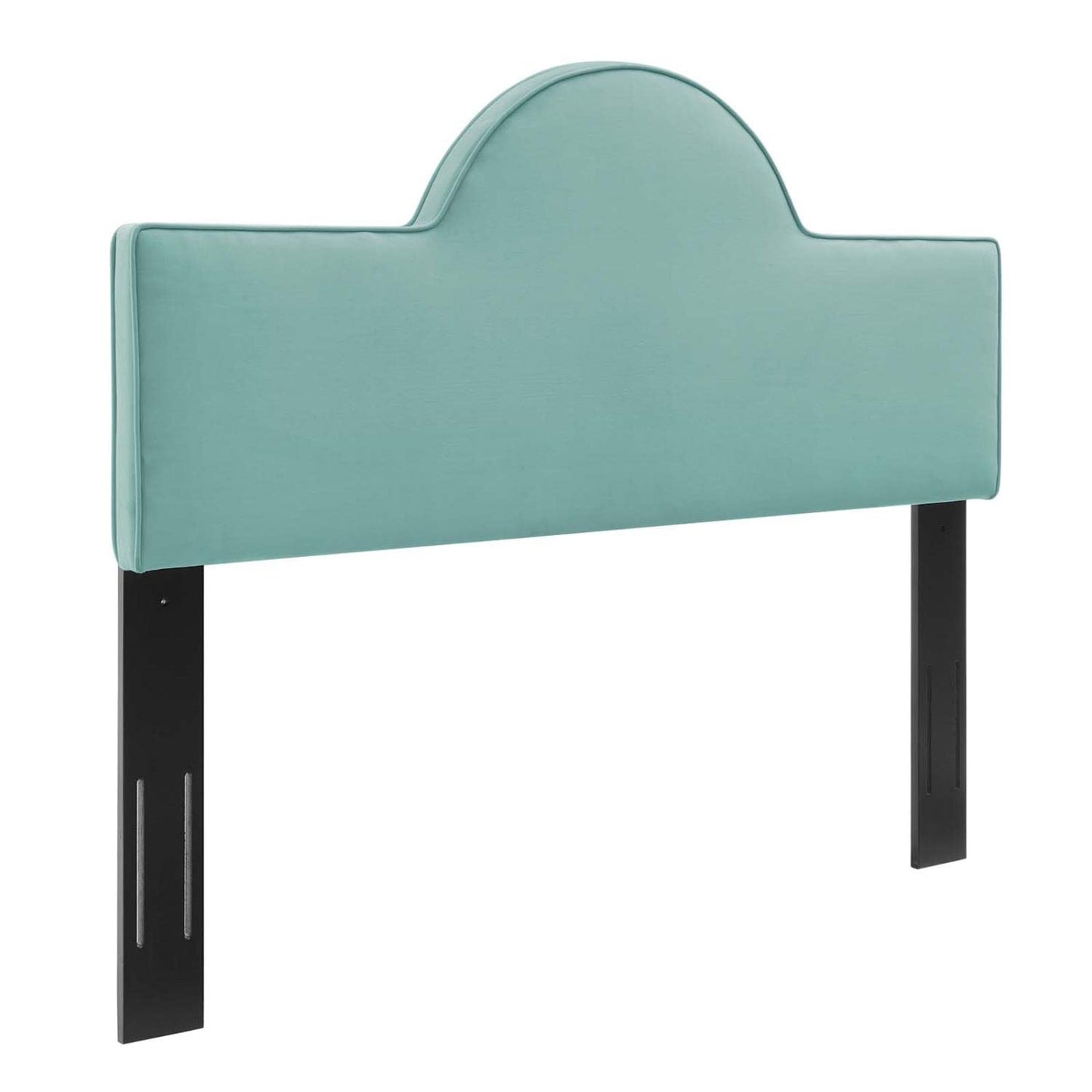Bed | CasaFoyer Dawn Performance Velvet Twin Headboard | Sunrise Design | Stain-Resistant Upholstery | Cozy Foam Cushioning | Adjustable Height | Mint | casafoyer.myshopify.com