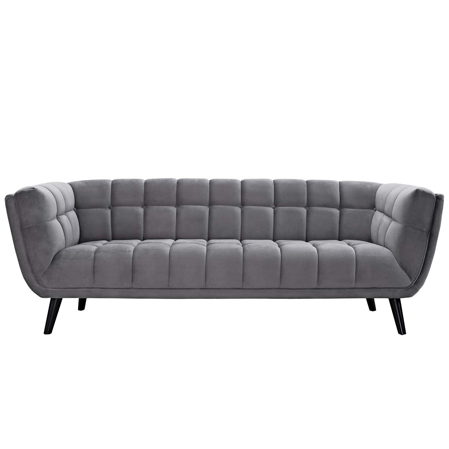sofas | CasaFoyer Bestow Performance Velvet Sofa | Luxurious Stain-Resistant Button Tufted | Mid-Century Modern Farmhouse Style | Gray | casafoyer.myshopify.com
