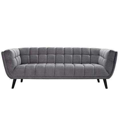 sofas | CasaFoyer Bestow Performance Velvet Sofa | Luxurious Stain-Resistant Button Tufted | Mid-Century Modern Farmhouse Style | Gray | casafoyer.myshopify.com