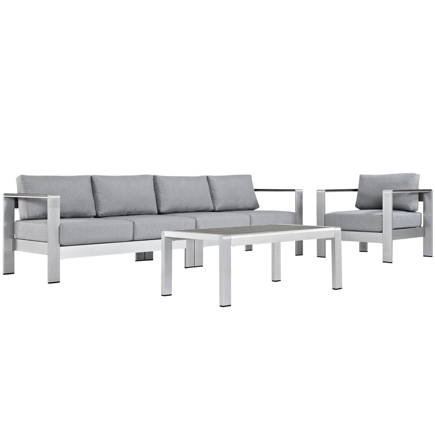 kitchen and dining room sets | CasaFoyer Shore Outdoor Patio Collection | Durable Aluminum Sectional Sofa Set - Silver Gray | Weather-Resistant Furniture | Includes Armchair, Coffee Table, Left-Arm Corner Loveseat, and Right-Arm Loveseat | casafoyer.myshopify.com