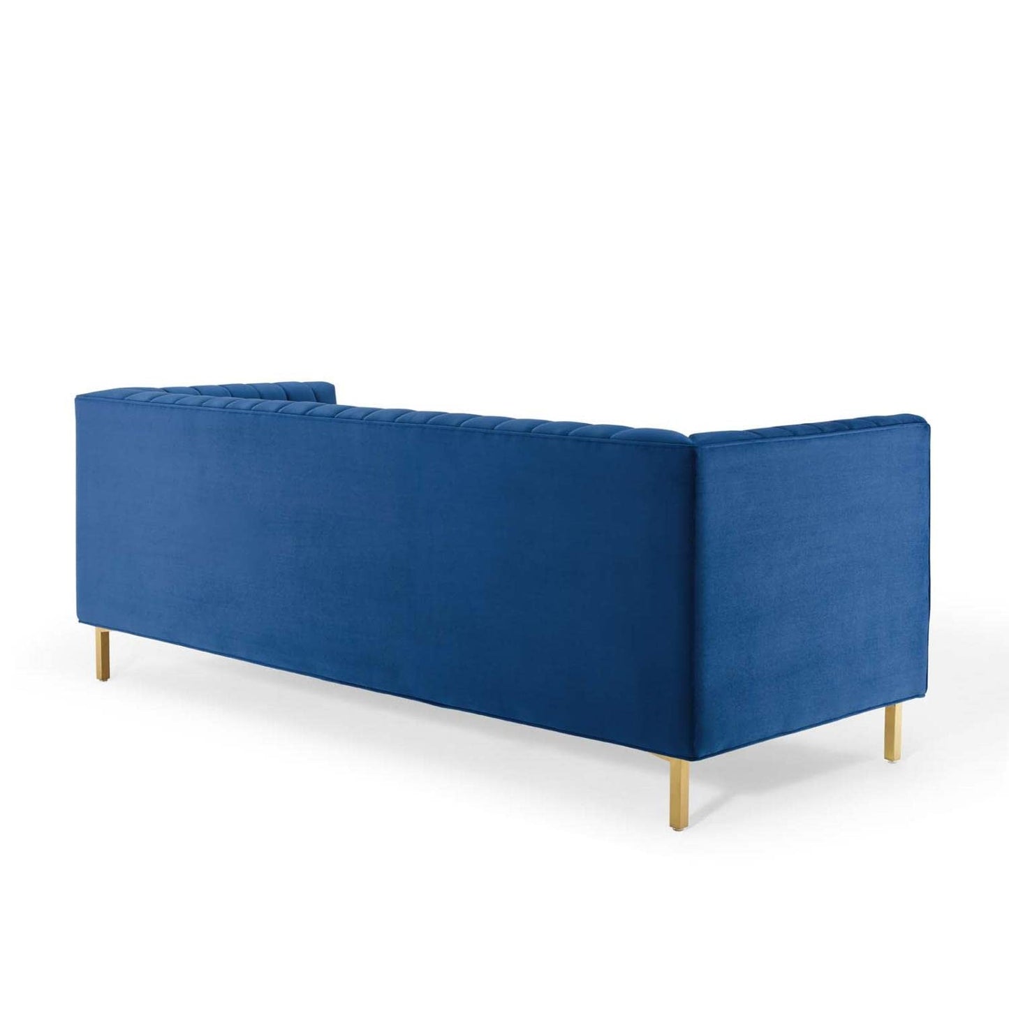 sofas | CasaFoyer Shift Channel Tufted Performance Velvet Living Room Sofa | Elegant Navy Upholstery | Stain-Resistant | Gold Legs | 900 lbs Capacity | casafoyer.myshopify.com
