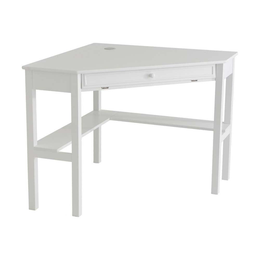 Desk | Contemporary White Corner Desk | Cord Keeper | Fold-Down Drawer | L-Shaped Shelf | Stylish & Practical Home Office Furniture | casafoyer.myshopify.com