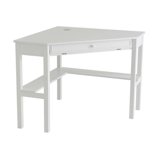 Desk | Contemporary White Corner Desk | Cord Keeper | Fold-Down Drawer | L-Shaped Shelf | Stylish & Practical Home Office Furniture | casafoyer.myshopify.com