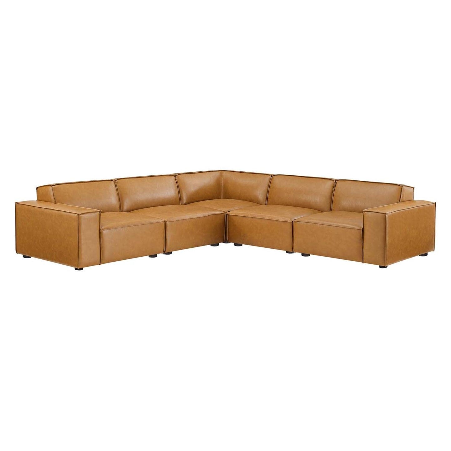 kitchen and dining room sets | CasaFoyer Restore Vegan Leather 5-Piece Sectional Sofa | Minimalist Elegance | French Piping | Comfortable Seating | Sturdy & Durable | Non-Marking Foot Caps | casafoyer.myshopify.com