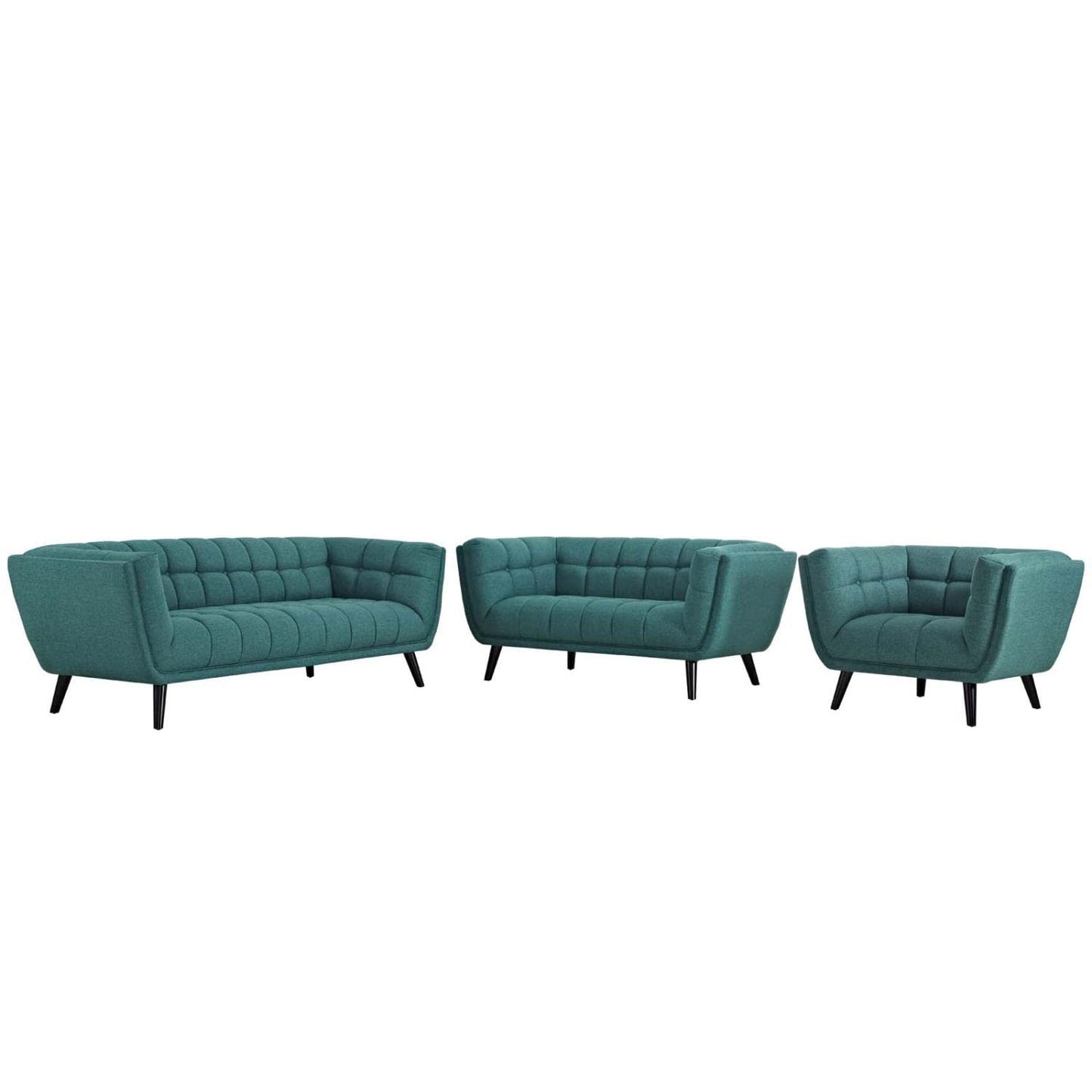 kitchen and dining room sets | CasaFoyer Bestow Collection | Luxurious Upholstered Sofa, Loveseat, Armchair Set - Teal | Bold Profile, Polyester Fabric, Foam Padding, Button Tufting | Ideal for Mid-Century, Modern Farmhouse, Contemporary Decors | Complete & Stylish Seating Solution | casafoyer.myshopify.com