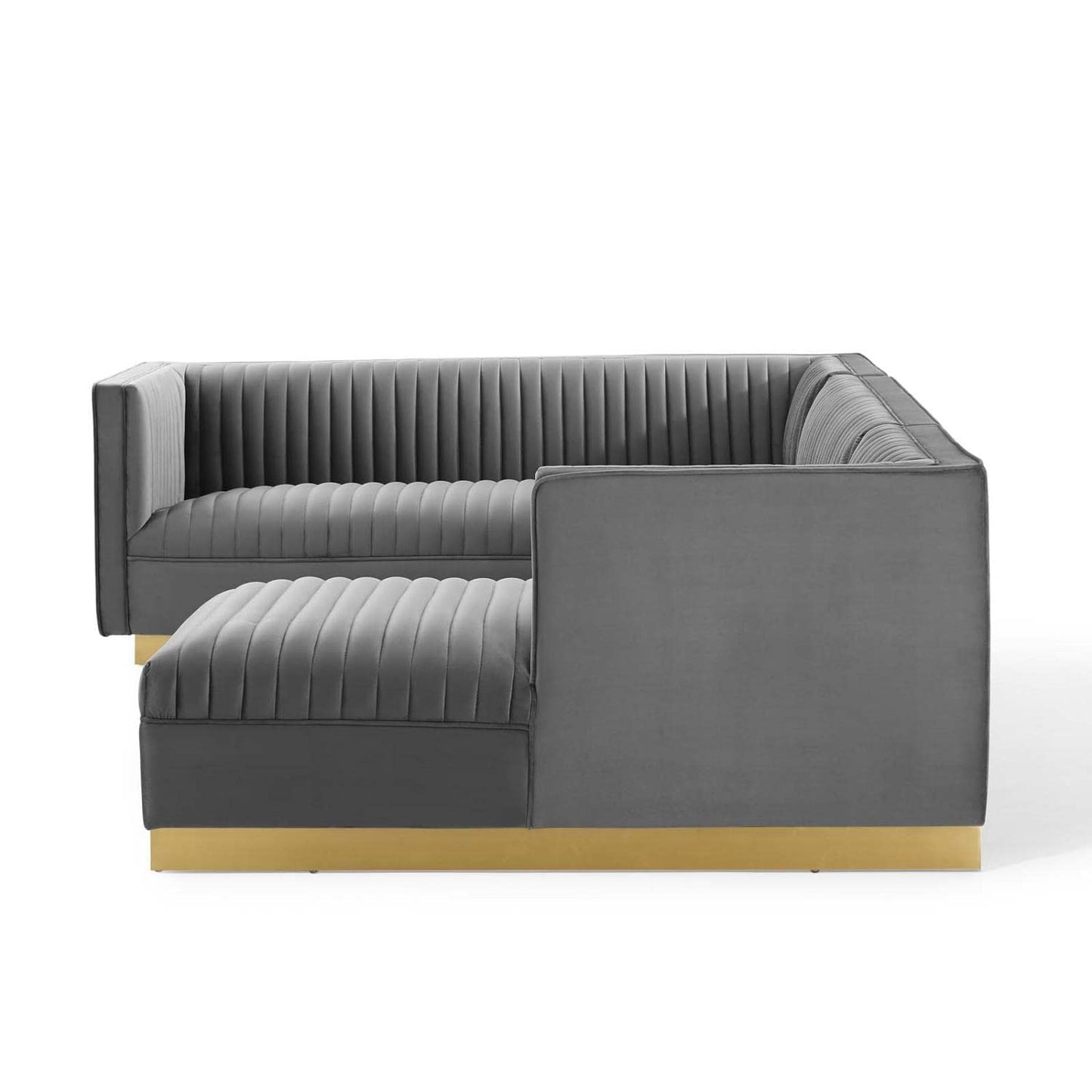 kitchen and dining room sets | CasaFoyer Sanguine Channel Tufted Velvet Sectional Sofa Collection | Glamorous Retro Modern Design | Stain-Resistant & Comfortable | Sturdy Construction | Gold Stainless Steel Base | 3 Piece Set | casafoyer.myshopify.com