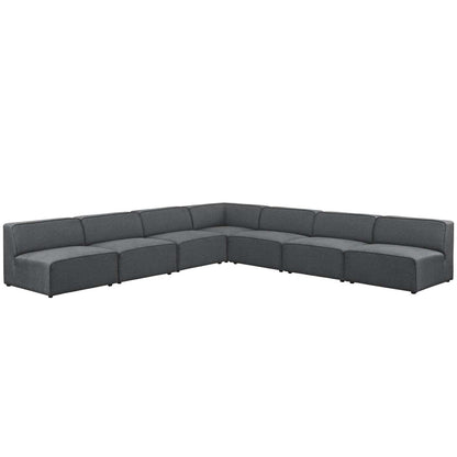 kitchen and dining room sets | CasaFoyer Mingle | 7-Piece Upholstered Fabric Sectional Sofa Set | Gray | casafoyer.myshopify.com