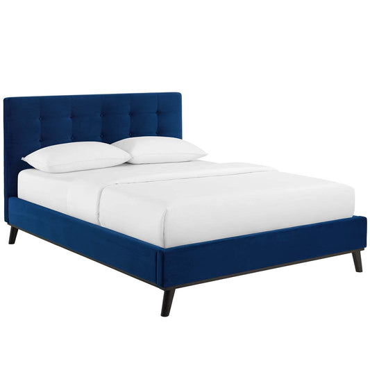 adjustable bed bases | CasaFoyer McKenzie Queen Platform Bed | Biscuit Tufted | Ultimate Comfort & Luxury | Stain-Resistant Velvet | No Box Spring Needed | Farmhouse, Rustic, Modern Style | Supports up to 800 lbs | Navy | casafoyer.myshopify.com